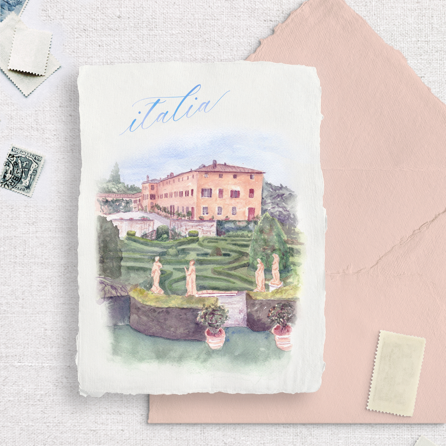 Villa Catignano Italy Wedding Watercolor