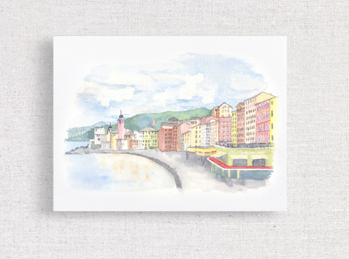Italian Coastline - Italy watercolor