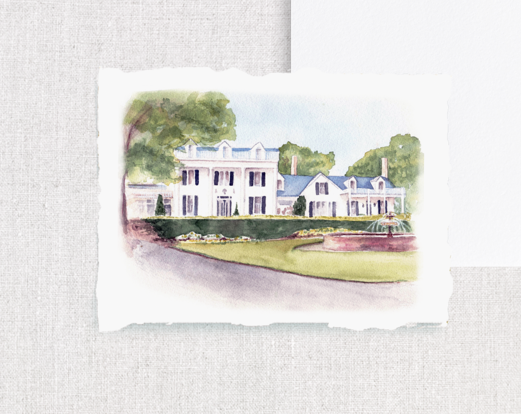 Rose Hill Plantation - Nashville, Tennessee Watercolor Wedding Invitations Ivory Isle Designs