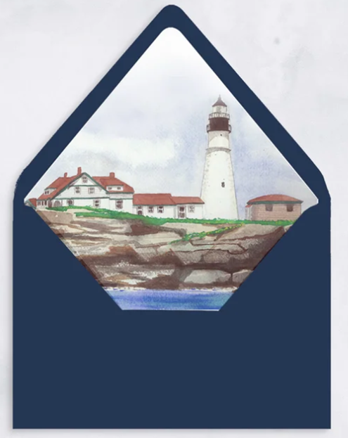 Portland Head Light - Cape Elizabeth, Maine Wedding invitations ivory isle designs watercolor